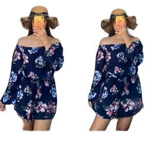 Kendall and kylie cold shoulder romper Sz Small Blue